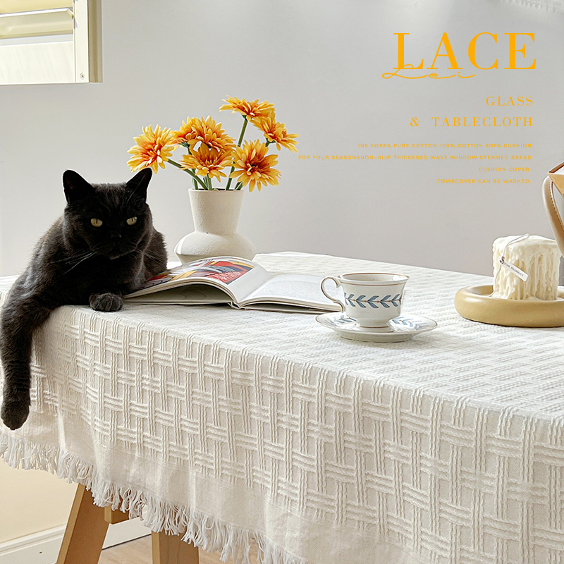 纯白色北欧ins卧室高级感桌布