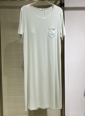 专柜直邮爱慕AM44B271牛奶新款凉感亲肤圆领短袖带胸垫家居服睡裙