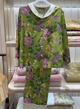 HJ21566爱慕高端皇锦新款桑蚕丝印花开襟家居睡衣套装-金玉满堂
