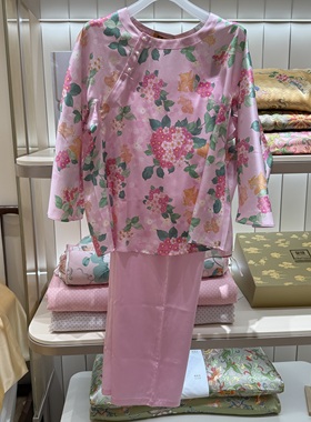 HJ21567爱慕高端皇锦真丝九分袖中式家居服睡衣套-金玉满堂