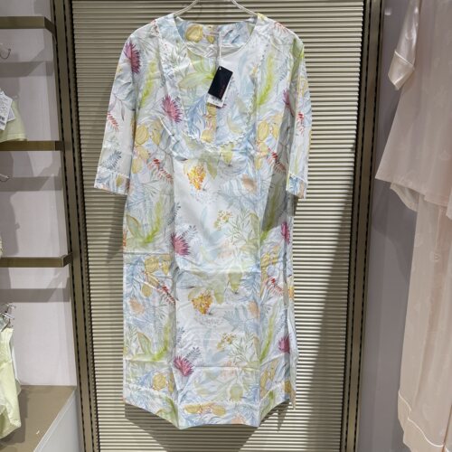 专柜正品爱慕AM448671薄款夏花女士舒适七分袖中长家居睡裙1499