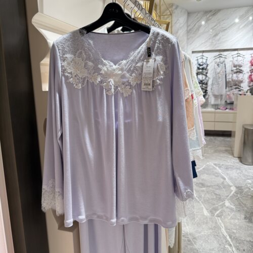 Salute法式蕾丝花边优雅V领轻薄家居服套装睡衣LD31A6吊牌3480