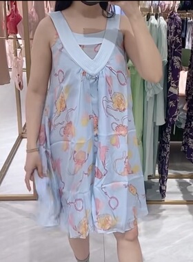 专柜正品 爱慕皇锦 HJ21219 100%桑蚕丝无袖可外穿家居裙