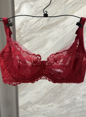 兰卡文LC13XJ1女性高档内衣红品薄杯文胸大胸显小琥珀皇后系列。