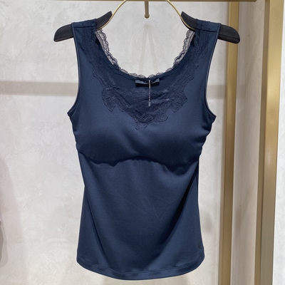 秒发 兰卡文山羊绒桑蚕丝LC71UZ1带杯防凸点胸垫 打底保暖 背心