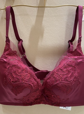 爱慕正品无钢圈红色3/4本命年中厚小胸聚拢性感蕾丝文胸AD170171