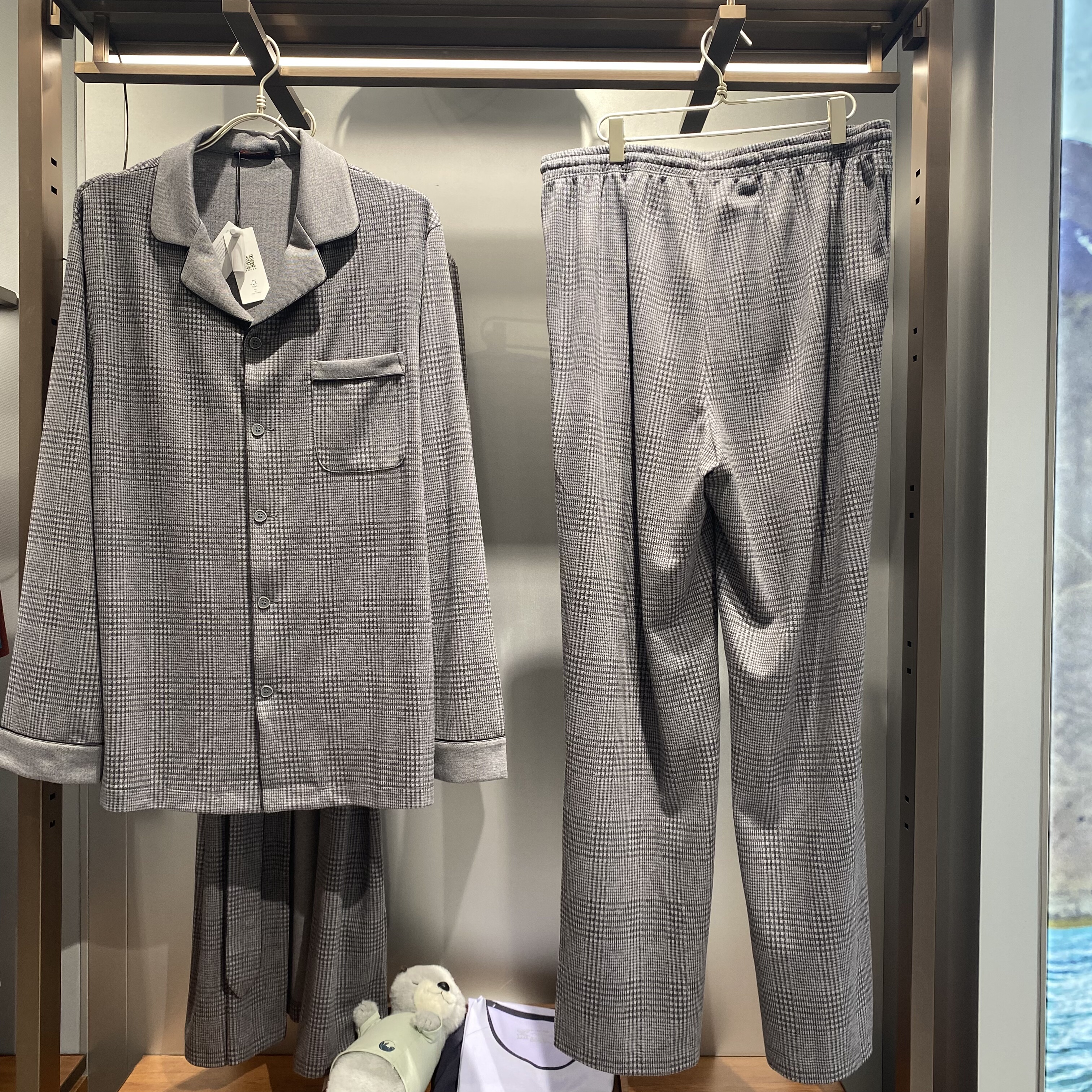 NS41L591 NS42L591 爱慕先生秋冬家居服男士格纹翻领长袖上衣长裤