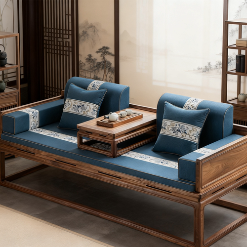 新中式红木沙发坐垫乳胶椅垫棉麻罗汉床坐垫定制实木家具沙发罩套