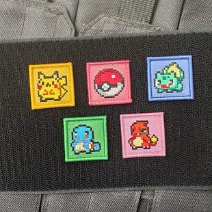 皮卡丘宝可梦精灵球搞怪周边士气章配件魔术贴章背包贴徽章布标