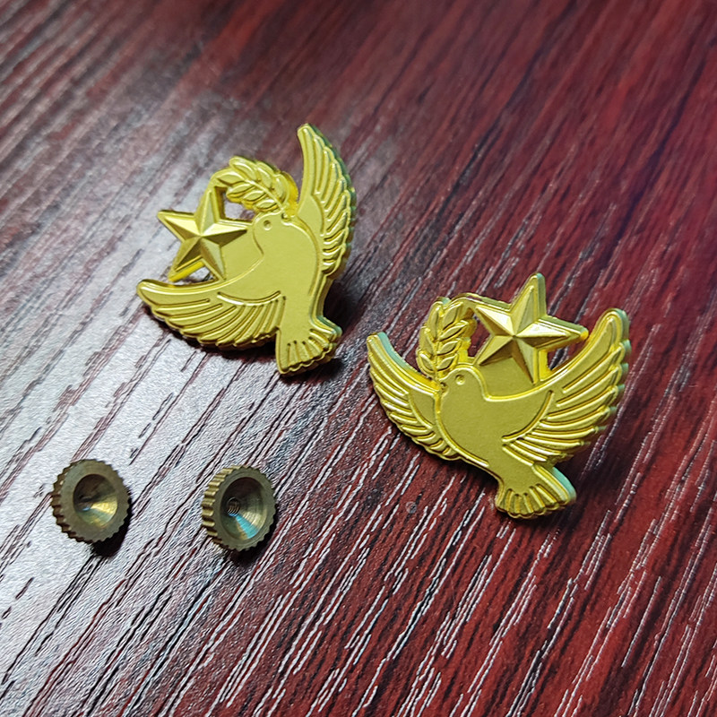 物业安保金色保安领花服饰配件白鸽饰品金属领夹领针胸针