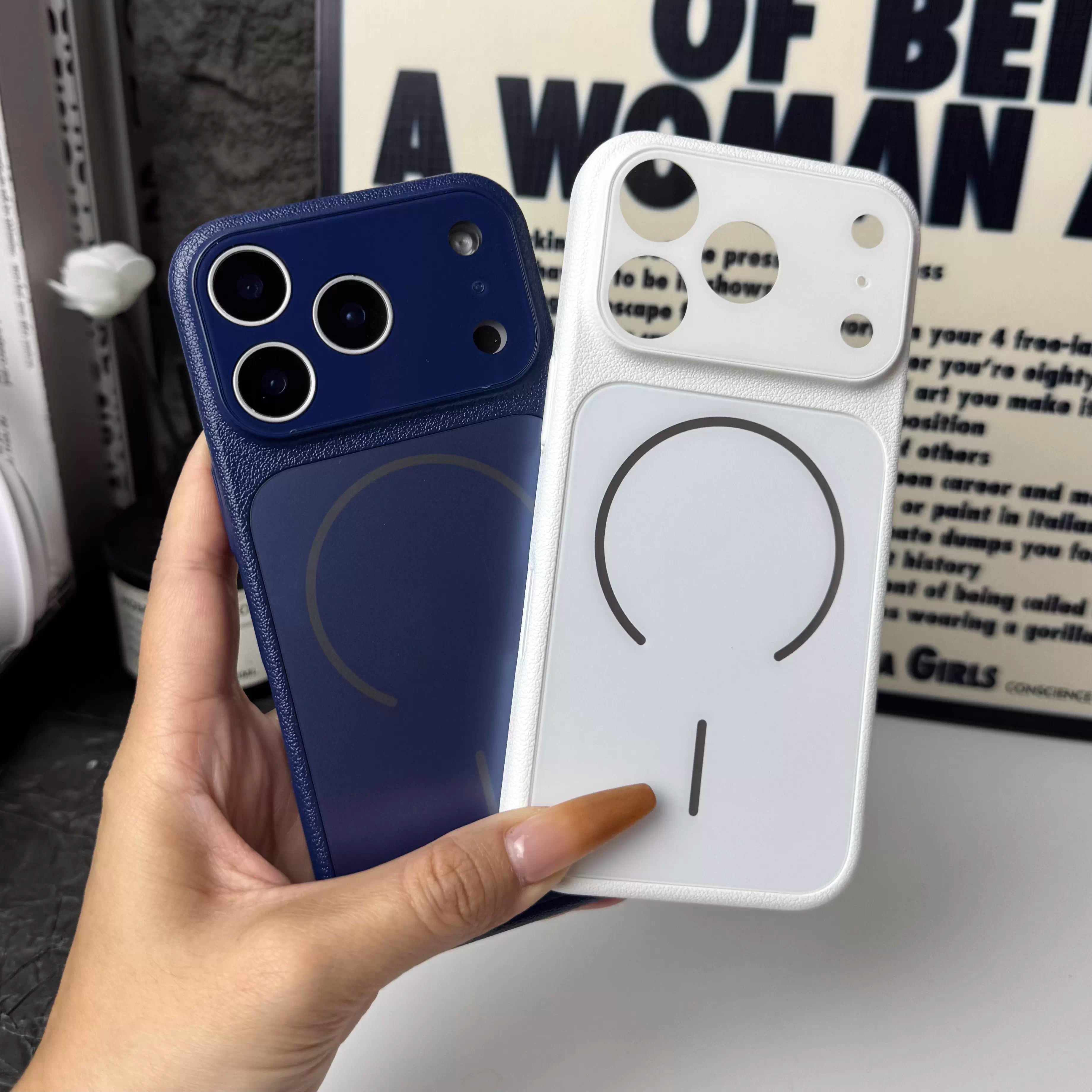 新款秒变视窗皮纹磨砂苹果17pro系列手机壳适用于iphone17promax专用16磁吸充电15高级感14pro超火全包防摔套