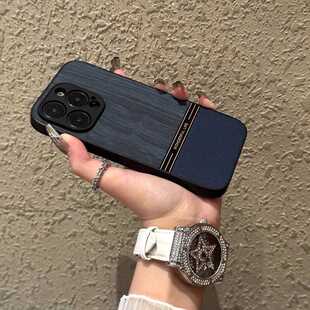 黑色尚瑞素皮苹果15promax手机壳17新款16适用iphone14pro高级感13保护套12全包镜头11防摔plus女男拼接壳