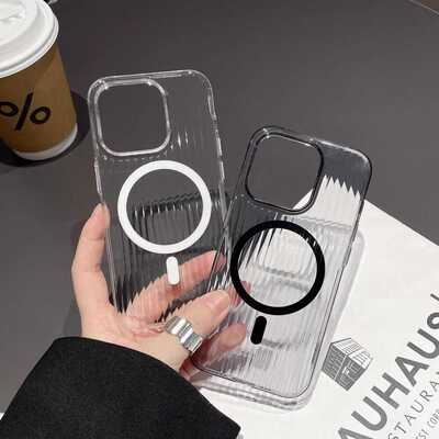 新款条纹光栅楞纹磁吸苹果保护壳