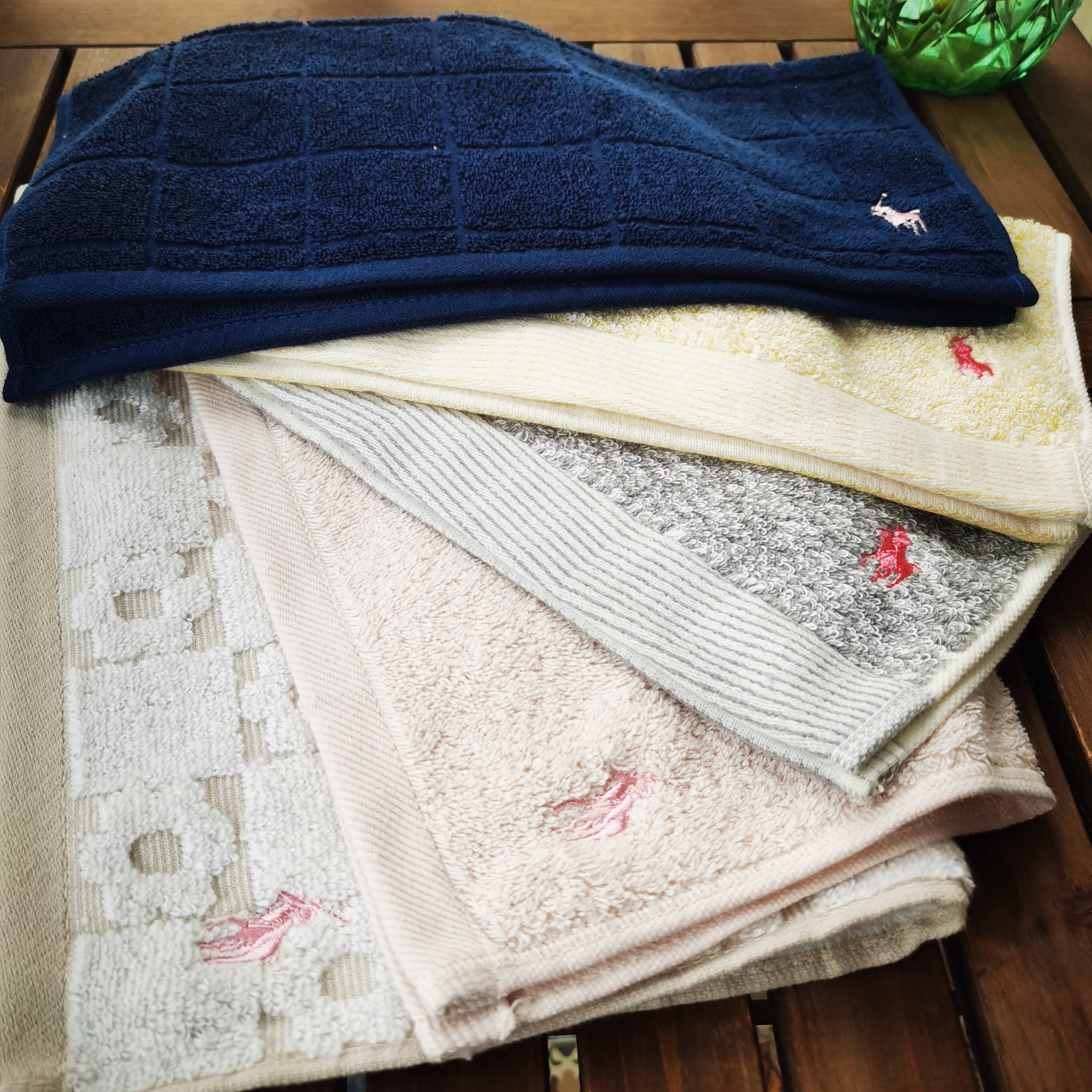 出口日本原单大方巾马球刺绣纯棉擦手巾吸水柔软全棉洗脸巾