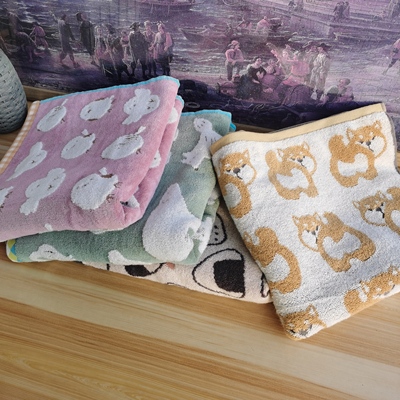 出口日本品牌原单纯棉无捻纱卡通可爱吸水柔软可爱洗澡巾浴巾