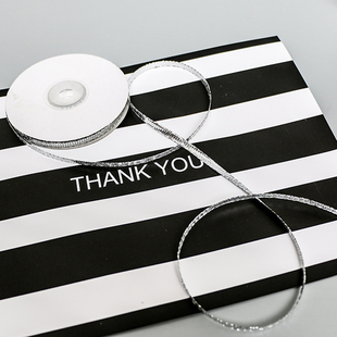 6mm细款银色丝带编织带雪花酥月饼蛋黄酥包装礼盒装饰绳礼品扎带