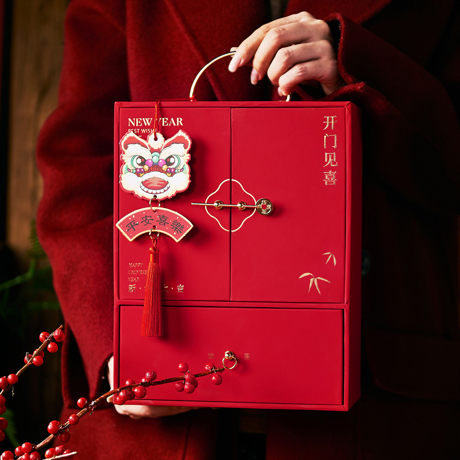 新年礼盒包装盒红色高档礼品盒