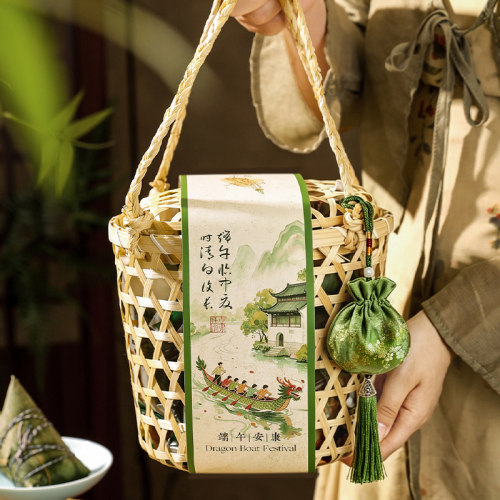 端午高档手提竹篮礼盒定制空盒