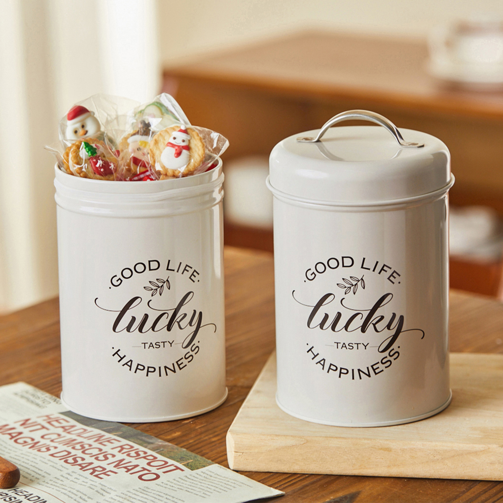 圣诞铁盒曲奇饼干棒棒糖太妃糖果高档铁罐烘焙雪花酥礼物包装盒空