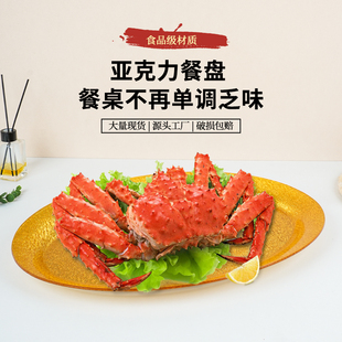乳猪盘亚克力金色加厚大号烤鸭烧腊烤猪海鲜专用盘长方形菜盘酒店