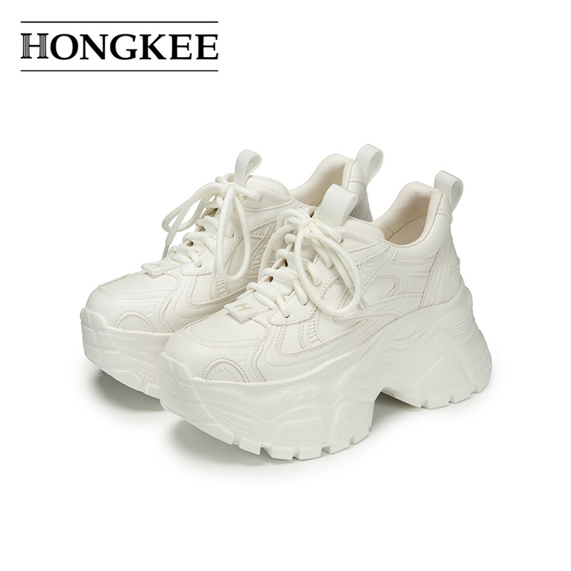 Hongkee/红科女鞋新款小个子时尚休闲鞋厚底增高老爹鞋HC55X301
