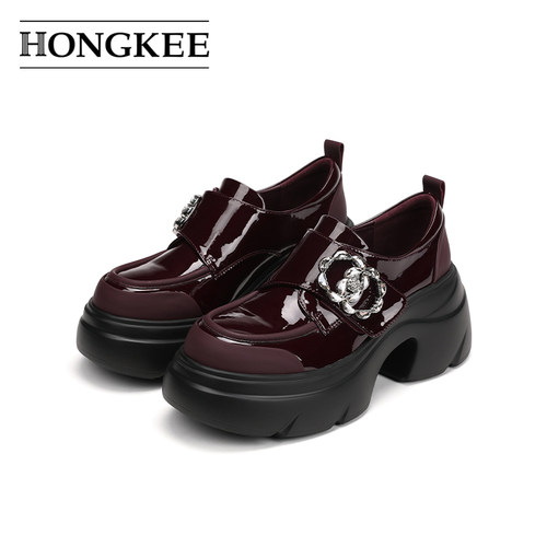 Hongkee/红科单鞋女2025春新款厚底通勤女鞋舒适深口鞋子H805D101