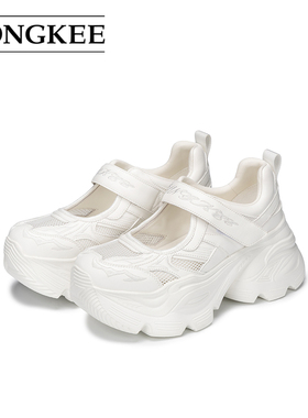 Hongkee/红科单鞋女2026春季新款透气网面厚底休闲玛丽珍HC56X112