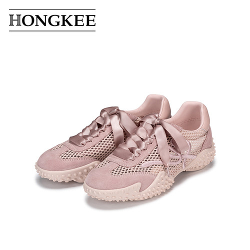 Hongkee/红科德训鞋夏季新款女款大网孔透气系带休闲鞋H046X200