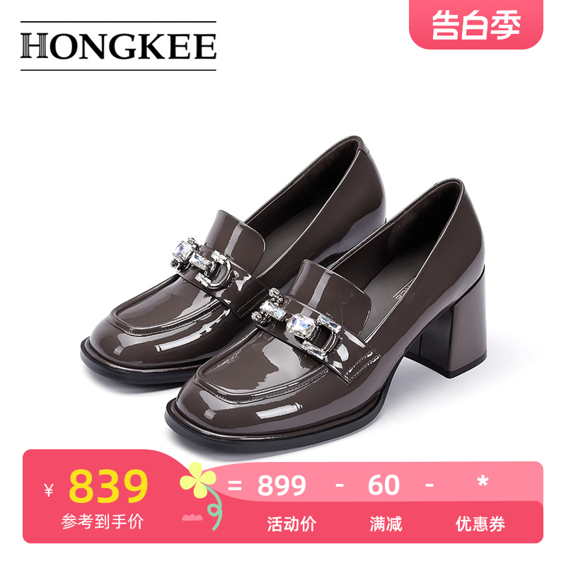 Hongkee/红科粗跟单鞋