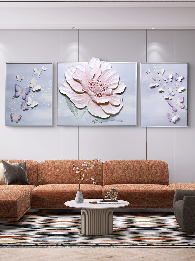 现代简约客厅装饰画轻奢高级感艺术沙发背景墙肌理画创意浮雕挂画