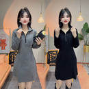 显瘦中长款 简约半拉链修身 休闲连衣裙冬 新款 欧货卫衣裙女2026春季