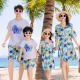 母女沙滩裙一家四口海南泰国旅游 父子装 椰树岛服亲子装 港风花衬衫