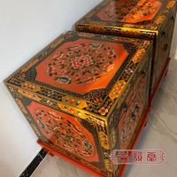 Chinese-style hand-painted Tibetan-style suitcases, phone desks, sofa side tables, Tibetan painted classical furniture, solid wood retro cabinets thumbnail 4