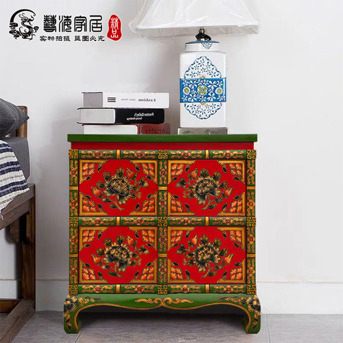 中式客厅做旧洗手台床头柜定制