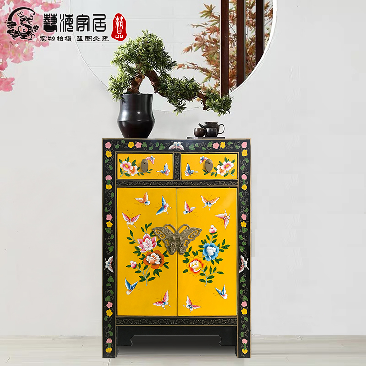 彩绘门厅可定做实木中式风储物柜