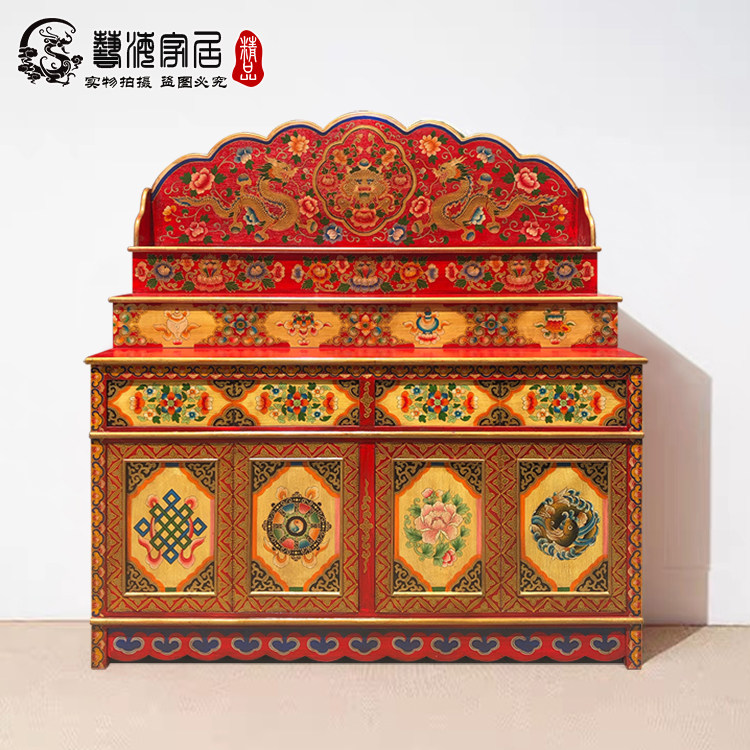 可定制彩绘佛龛加大供桌藏传供佛桌中式实木密宗供台佛台西藏家具