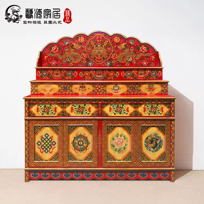 可定制彩绘佛龛加大供桌藏传供佛桌中式实木密宗供台佛台西藏家具