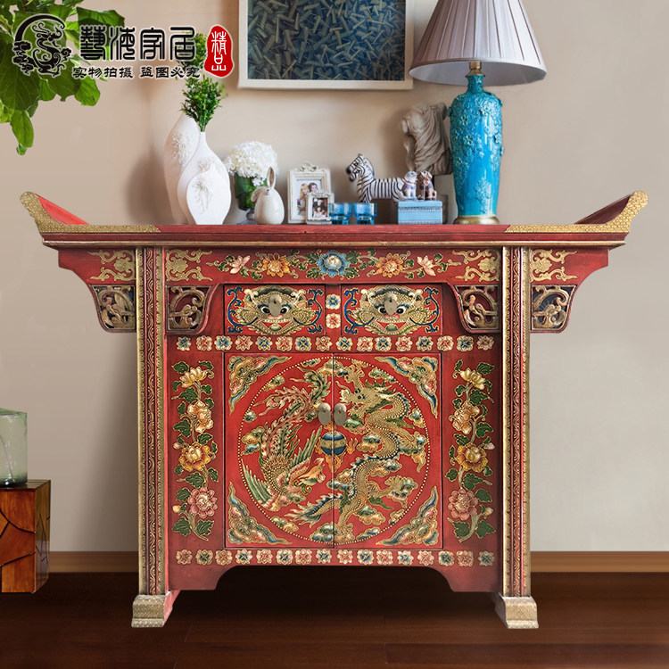 仿古藏式彩绘佛柜供桌翘头门厅柜玄关柜做旧套柜装饰柜储物柜,住宅家具,门厅/玄关柜/玄关架,淘宝优惠券,粉丝福利购,淘宝优惠卷