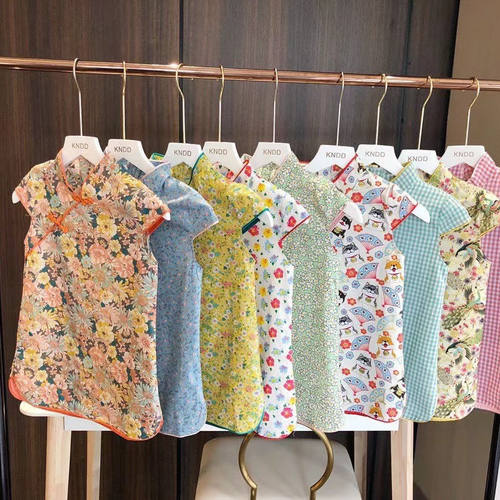 女童洋气旗袍裙夏季复古汉服短袖