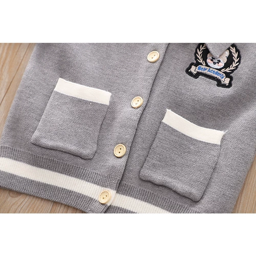 Трикотажный весенний комплект, детский кардиган, юбка в складку, юбка на девочку, свитер, в западном стиле, в корейском стиле