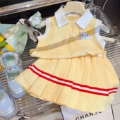 新款 2026夏装 女宝宝polo领时尚 舒适无袖 女童夏季 百褶裙裤 套装