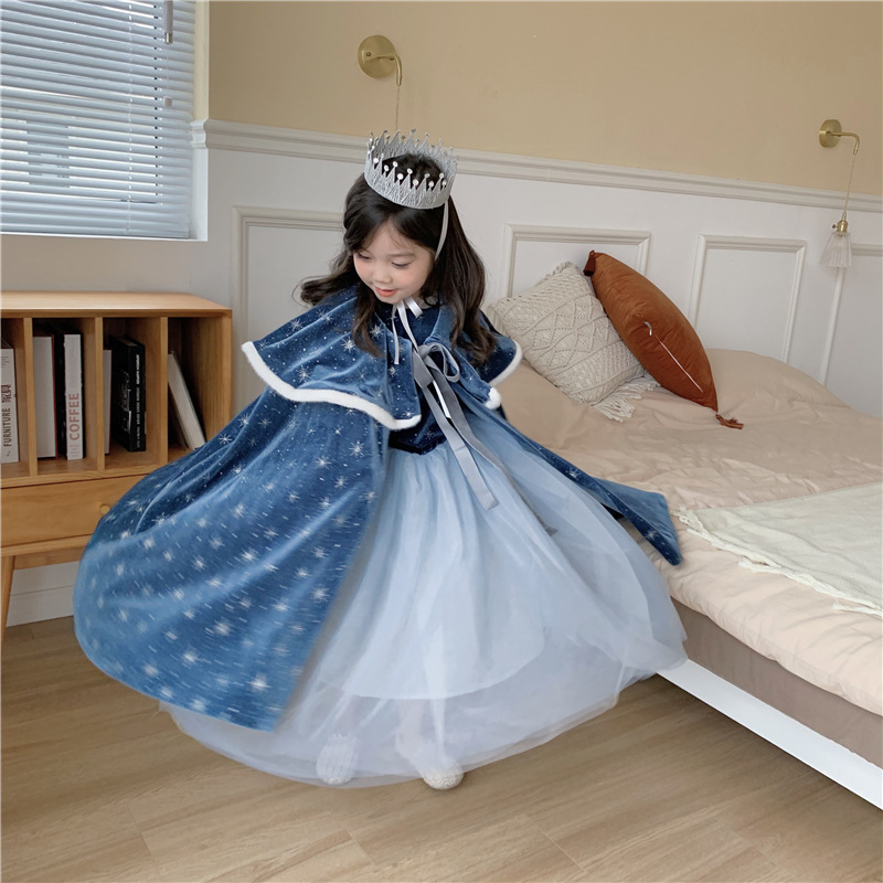 表演服春秋新款宝宝艾莎公主裙