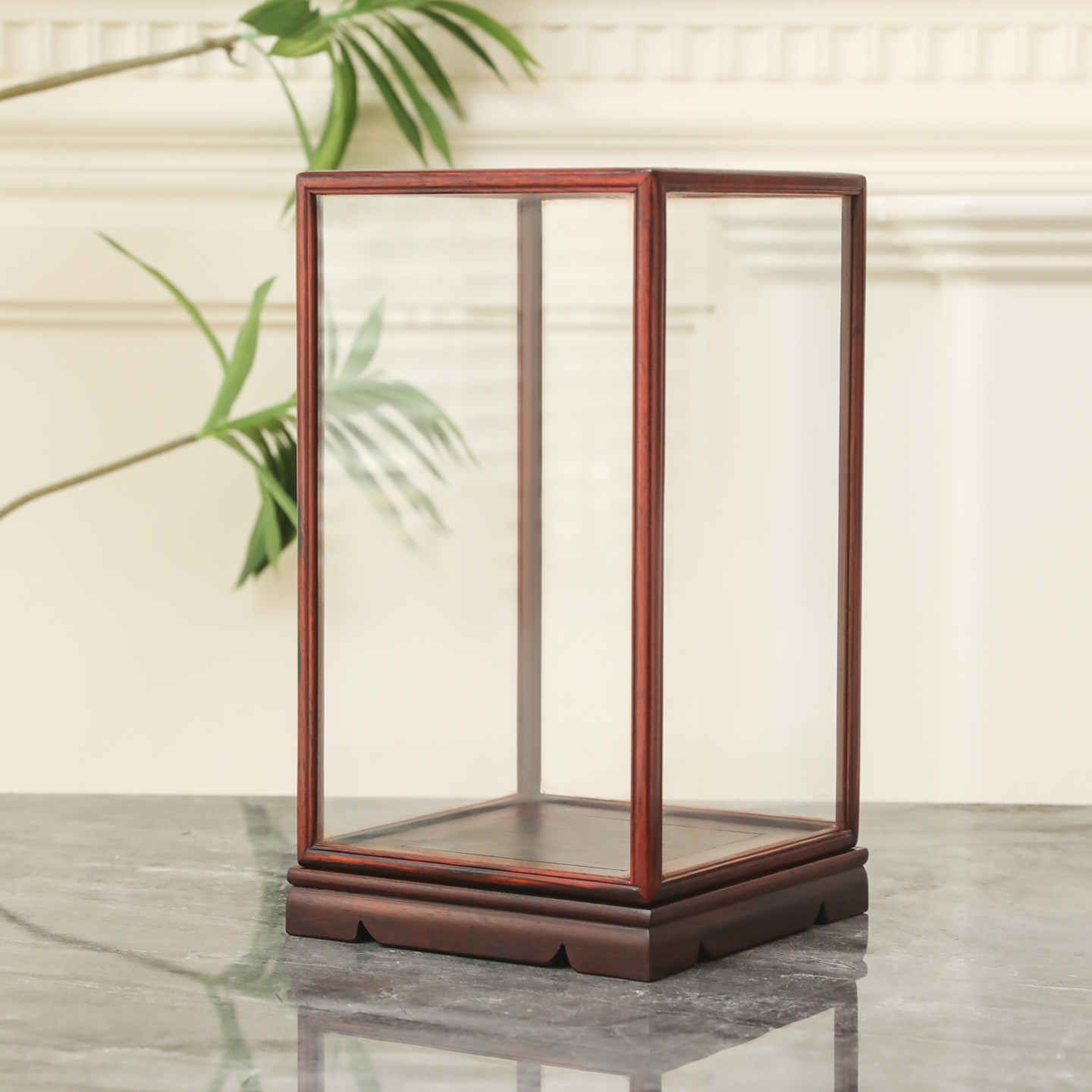 红木玻璃罩子佛像古董文玩工艺品摆件底座透明展示防尘罩木雕定制