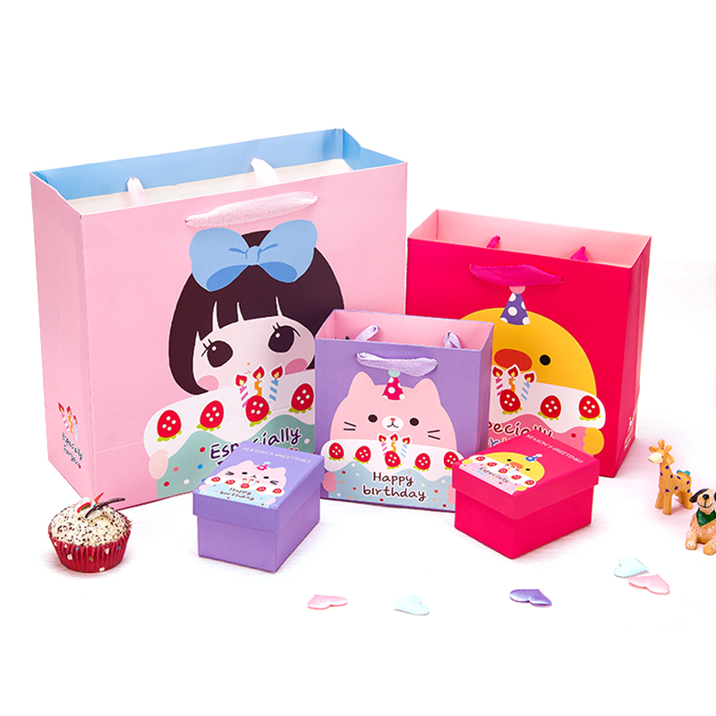 孩子儿童款时尚卡通满月礼品袋手提袋生日可爱儿童回礼包装纸袋子