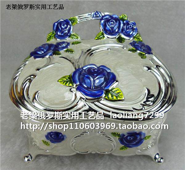 俄罗斯银白色首饰盒特价图片