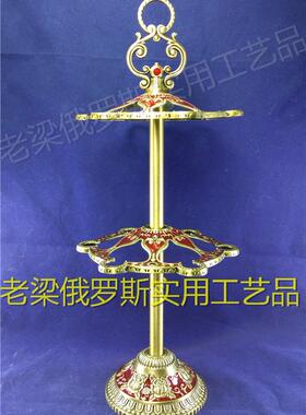 Z2特价俄罗斯锡金属双层空吊杯架高脚挂杯酒杯架青古铜深红色玫瑰