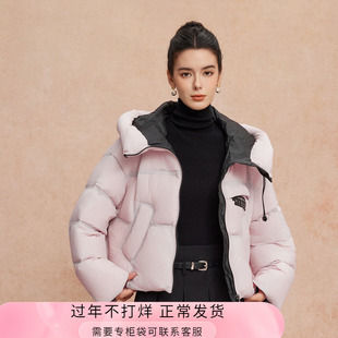 斯尔丽2025新款轻盈感休闲双层朦胧效果设计感时尚减龄短款羽绒服