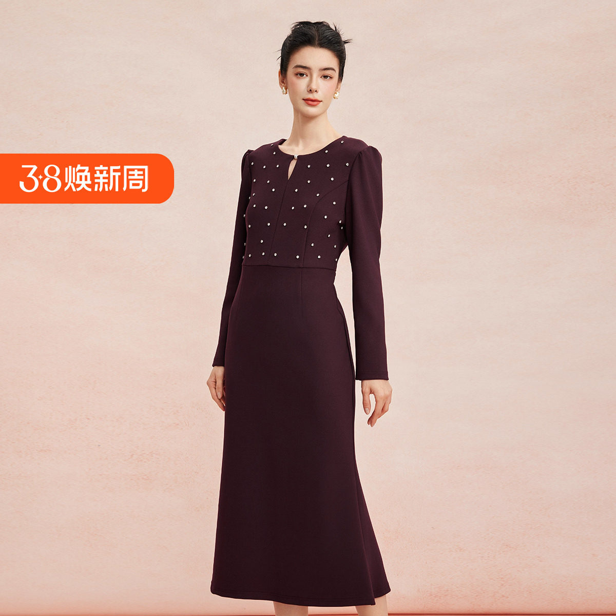 斯尔丽2026春季新款修身显瘦宴会约会着装奢华低调礼服连衣裙