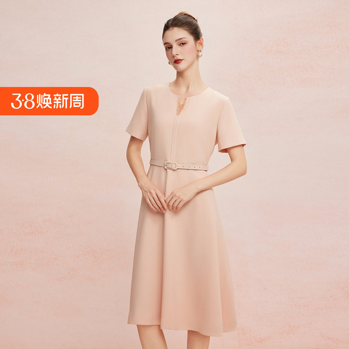 斯尔丽25新款法式优雅丝毛小礼服领口晶莹水晶流苏放摆轻奢连衣裙