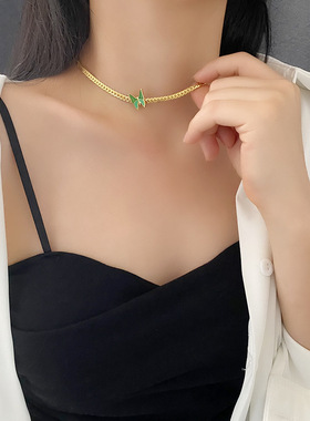 欧美刀片链ins钢钛女ins风森系